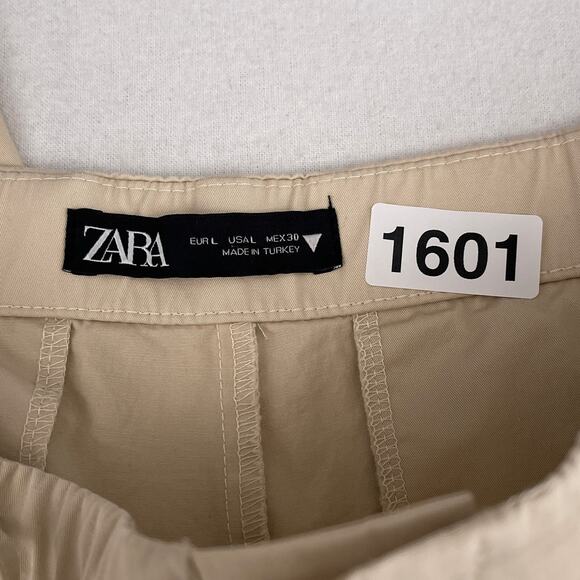 Zara Cargo Parachute High Rise Barrel Balloon Pants Cream Women's Size Large - Picture 10 of 16